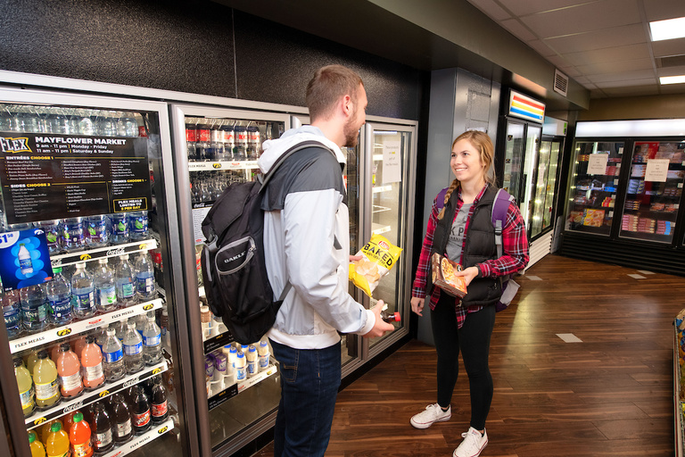 students select meals in the Mayflower c-store