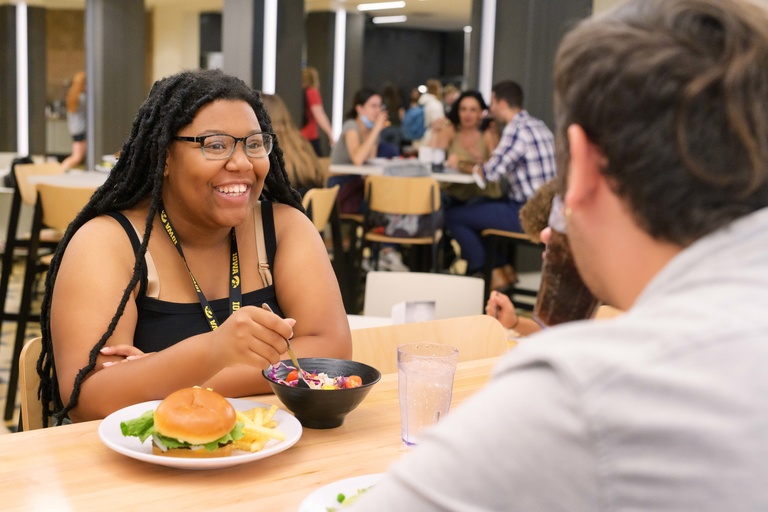 Two students eating