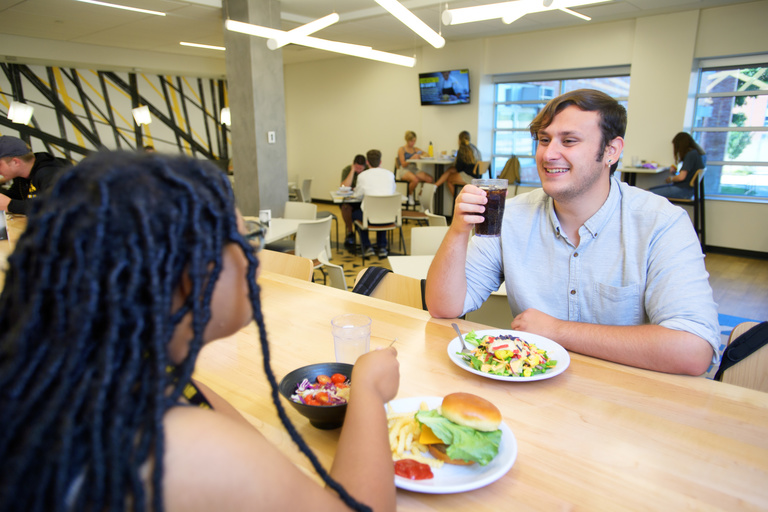 Two students eating