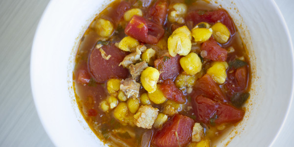 Soup with corn and tomato