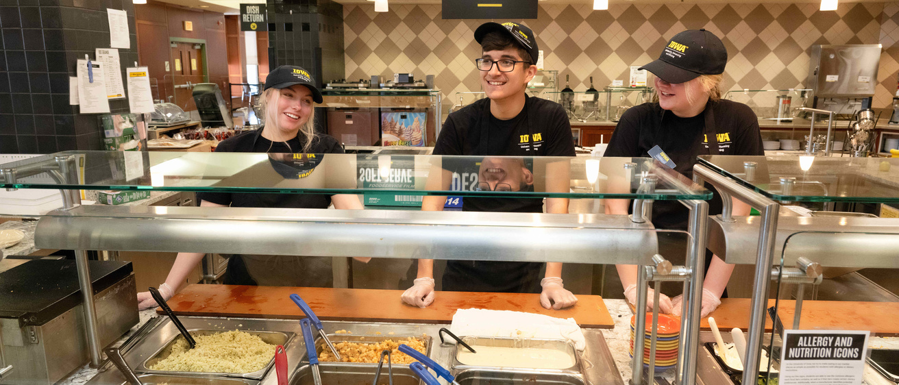 Student workers line up at Hillcrest Market Place