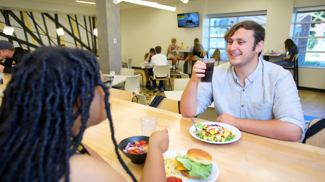 Two students eating